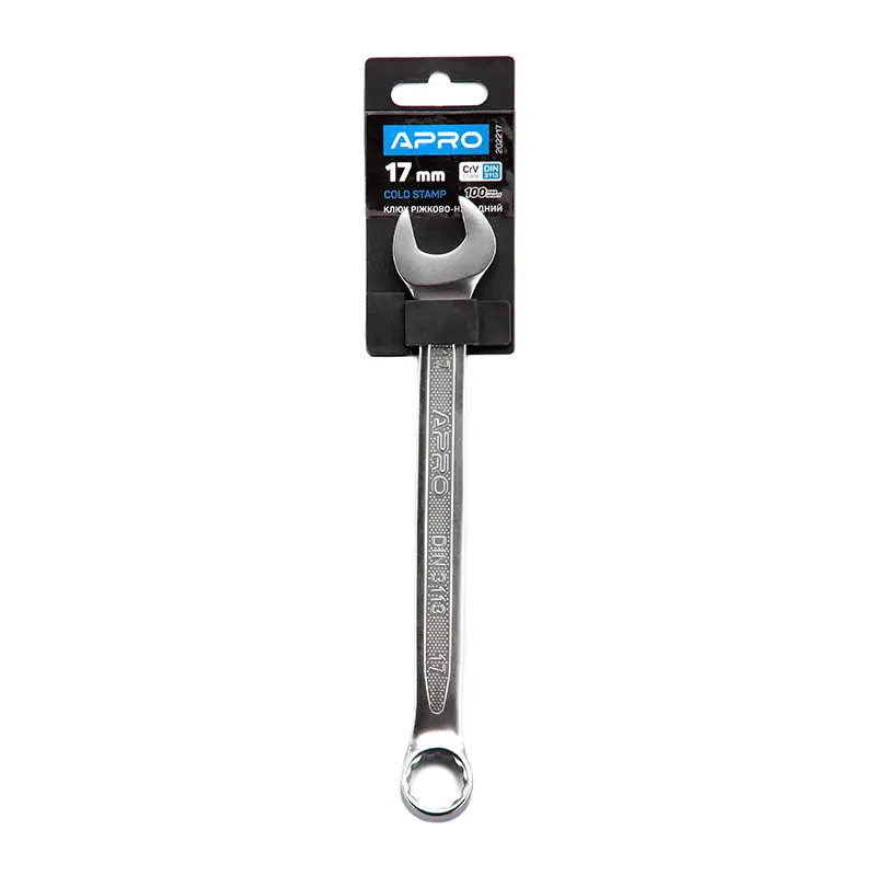 Ключ рожково-накидный CrV 17мм (холодный штамп DIN3113) APRO