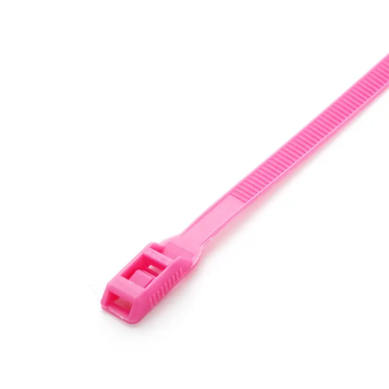 Стяжка кабельная с низким профилем замка 8x400 розовый (100шт) APRO