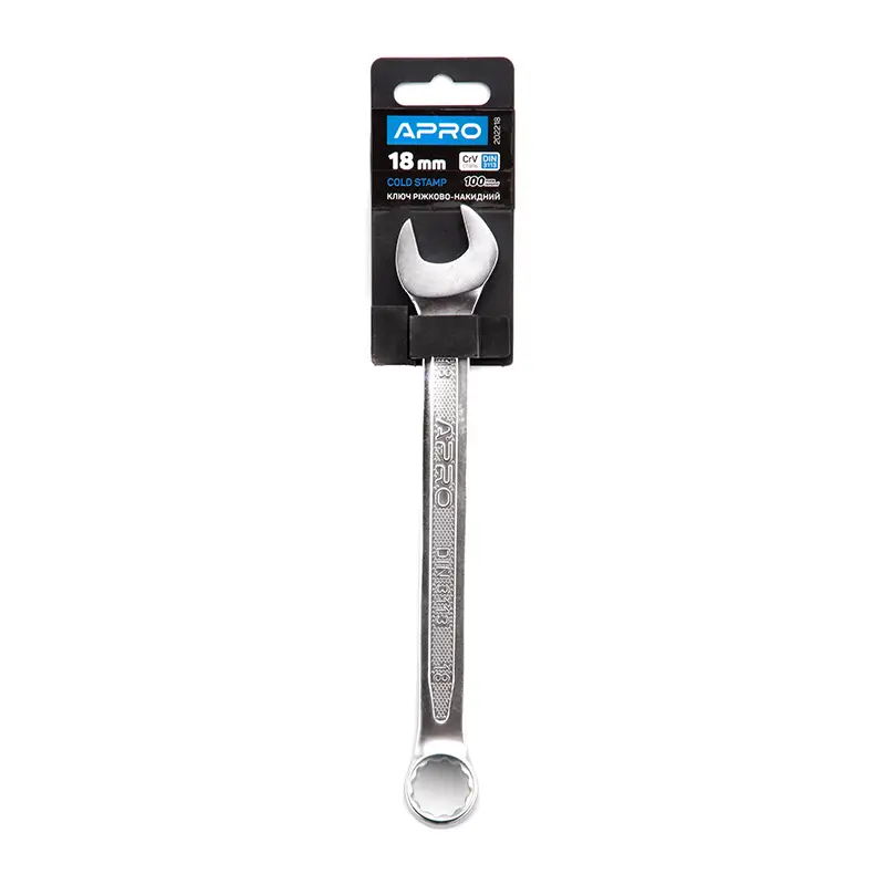Ключ рожково-накидный CrV 18мм (холодный штамп DIN3113) APRO